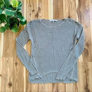 CUPCAKES & CASHMERE | knit sweater thin lightweight grey distressed small